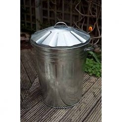 Galvanised Dustbin With Lid - Image