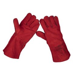 Sealey Red Lined Leather Welding Gauntlets - Pair - Image