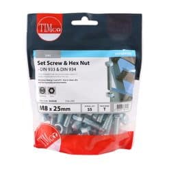 Timco Set Screws & Hex Nuts - Grade 8.8 - Zinc - Pack of 55 - Image