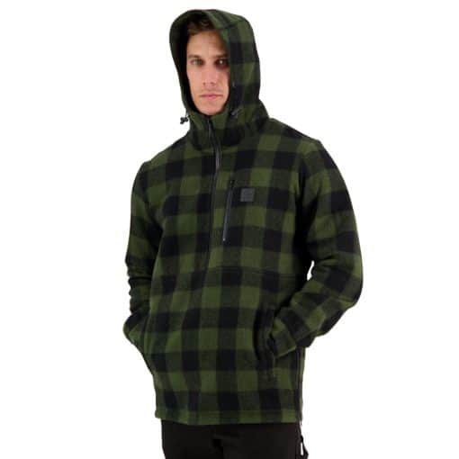Swanndri Men's Reidston Wool Annorak - GREEN/BLACK CHECK