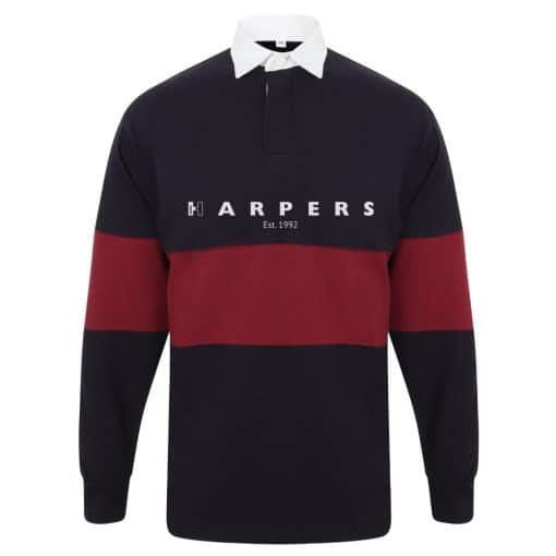 Harpers Original Panelled Rugby Shirt - Navy/Burgundy