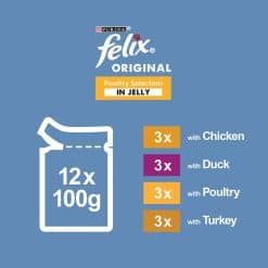 Felix Adult Wet Cat Food Poultry Selection in Jelly 12x100g - Image