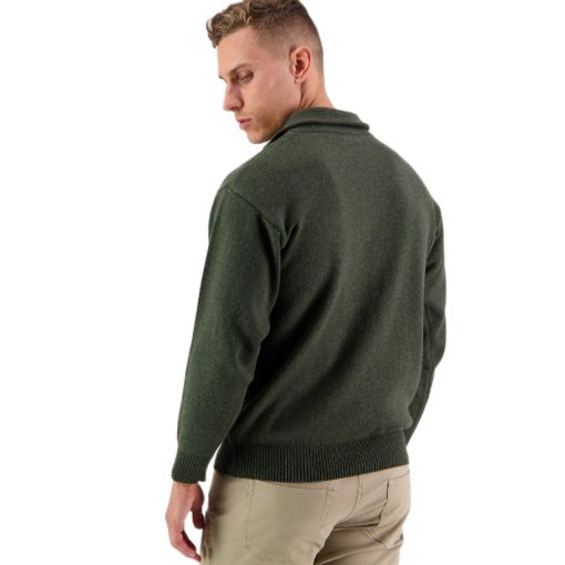 OLIVE Swanndri Men's Mariner Wool Zip Neck Sweater