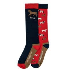 Toggi Horse Pattern Socks - Adult - Size 4-8 - 3 Pack - Image