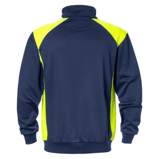 Fristads Hi-vis Half Zip Sweatshirt - Navy/High vis Yellow-556