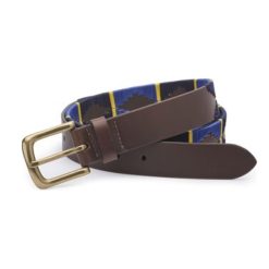 Navy/Green/Red 35mm Polo Pattern Leather Belt