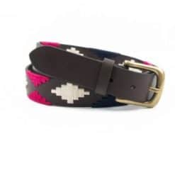 Pink/White 35mm Polo Pattern Leather Belt