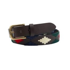 BROWN/RED/GREEN/NAVY Ibex of England 40mm Polo Pattern Leather Belt