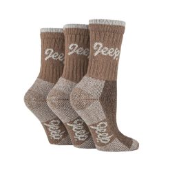 Brown 3 pack Ladies Jeep Boot Socks