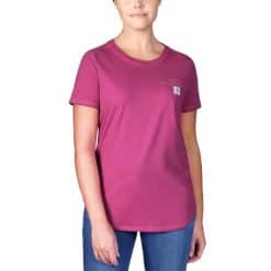 Carhartt Force Relaxed Fit Midweight Short Sleeve Womens Pocket T-Shirt - Magenta Agate